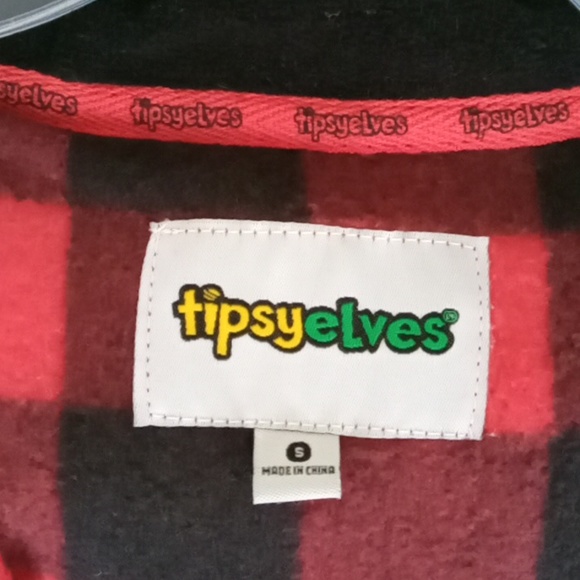 Tipsy Elves Buffalo Plaid Fleece Hooded Jumpsuit Lounge wear NWT - Picture 11 of 13